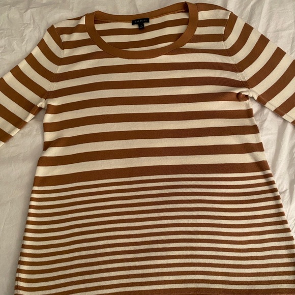 Talbots Small, brown & white striped cotton/rayon blend long sleeve, scoop neck. - Picture 12 of 16